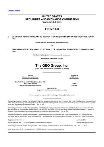 Thumbnail Geo Group 10-Q Quarterly Report FY2015 