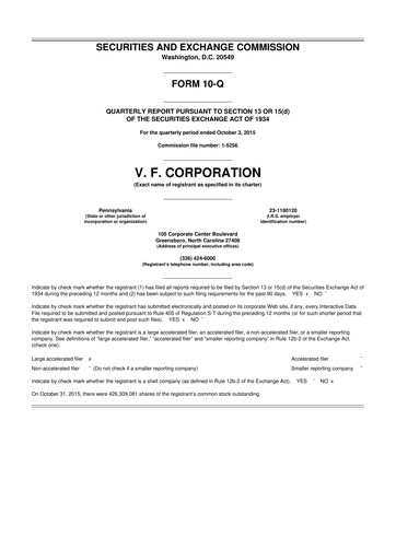 Vorschaubild VF Corporation 10-Q Quartalsbericht 2015 