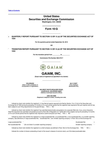 Thumbnail Gaia 10-Q Quarterly Report FY2015 