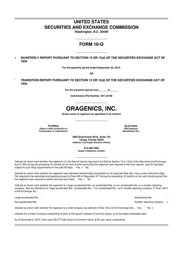 Thumbnail Oragenics 10-Q Quarterly Report FY2015 