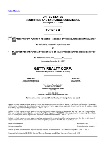 Thumbnail Getty Realty 10-Q Quarterly Report FY2015 