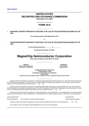 Vorschaubild Magnachip Semiconductor 10-Q Quartalsbericht 2015 