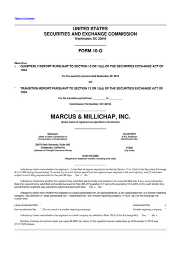 Miniature Marcus & Millichap 10-Q Rapport trimestriel 2015 