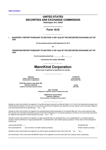 Thumbnail MannKind Corp 10-Q Quarterly Report FY2015 
