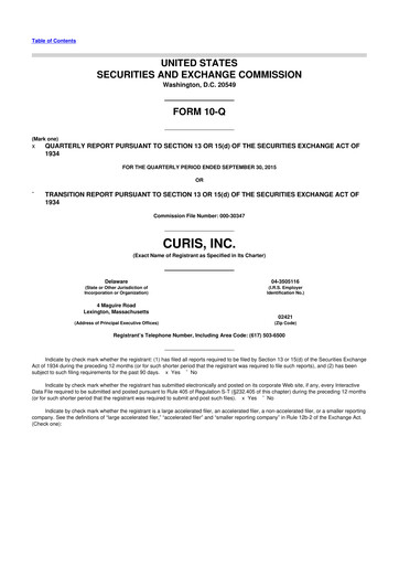 Thumbnail Curis 10-Q Quarterly Report FY2015 