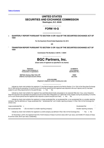 Thumbnail BGC Group
 10-Q Quarterly Report FY2015 