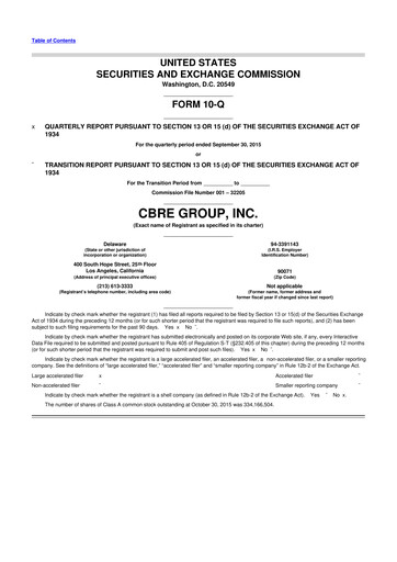 Miniature CBRE Group
 10-Q Rapport trimestriel 2015 