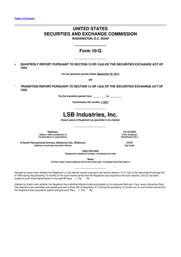 Thumbnail LSB Industries 10-Q Quarterly Report FY2015 