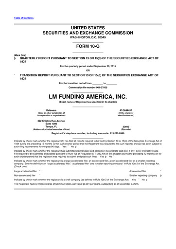 Vorschaubild LM Funding America 10-Q Quartalsbericht 2015 