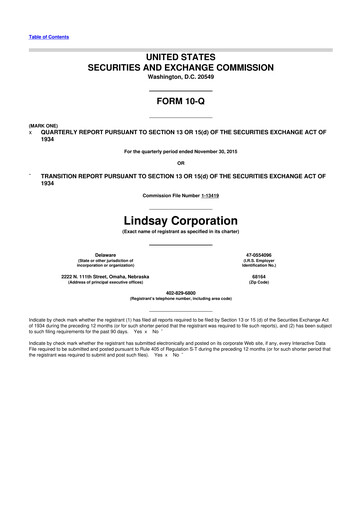 Thumbnail Lindsay Corporation
 10-Q Quarterly Report FY2016 