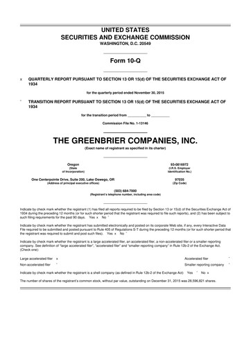 Thumbnail The Greenbrier Companies
 10-Q Quarterly Report FY2016 