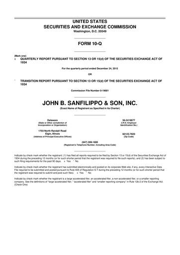 Thumbnail John B. Sanfilippo & Son 10-Q Quarterly Report FY2016 