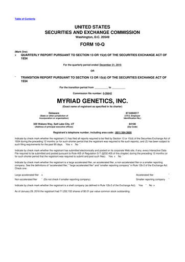 Thumbnail Myriad Genetics 10-Q Quarterly Report FY2016 