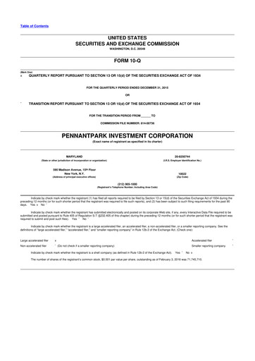 Vorschaubild PennantPark Investment 10-Q Quartalsbericht  