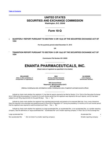Thumbnail Enanta Pharmaceuticals
 10-Q Quarterly Report FY2016 