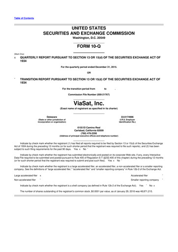 Miniature ViaSat 10-Q Rapport trimestriel  