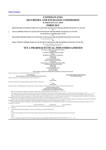 Vorschaubild Teva Pharmaceutical Industries 20-F Jahresbericht 2015