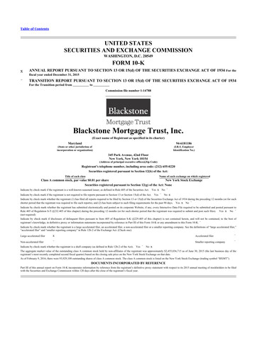 Thumbnail Blackstone Mortgage Trust
 10-K Annual Report 2015
