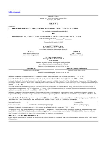 Thumbnail BJ's Restaurants
 10-K Annual Report 2015