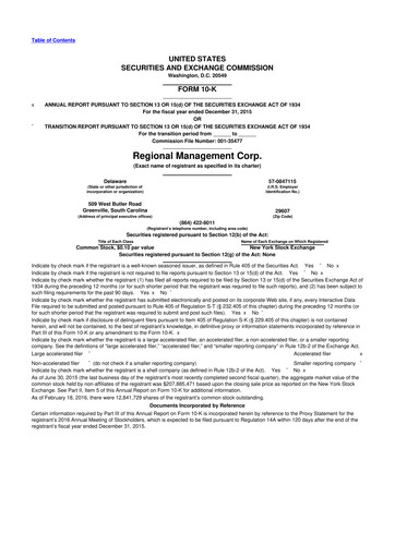 Thumbnail Regional Management Corp.
 10-K Annual Report 2015