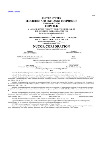 Thumbnail Nucor
 10-K Annual Report 2015