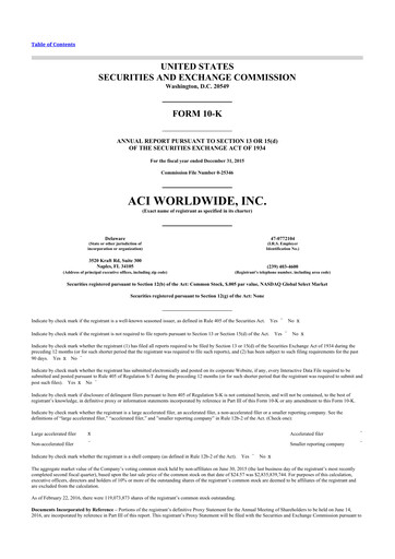 Thumbnail ACI Worldwide
 10-K Annual Report 2015