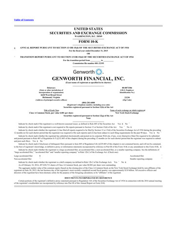 Thumbnail Genworth Financial
 10-K Annual Report 2015
