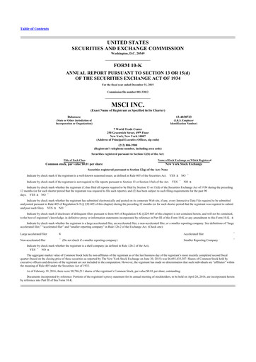 Thumbnail MSCI 10-K Annual Report 2015