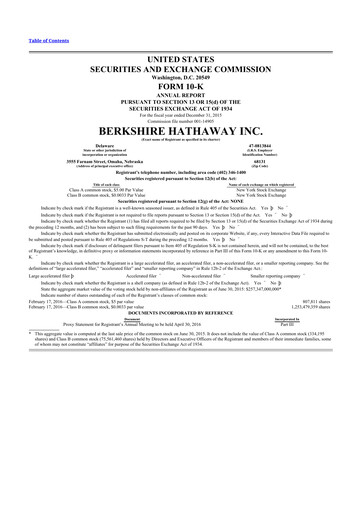 Thumbnail Berkshire Hathaway  10-K Annual Report 2015