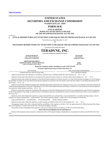 Thumbnail Teradyne 10-K Annual Report 2015