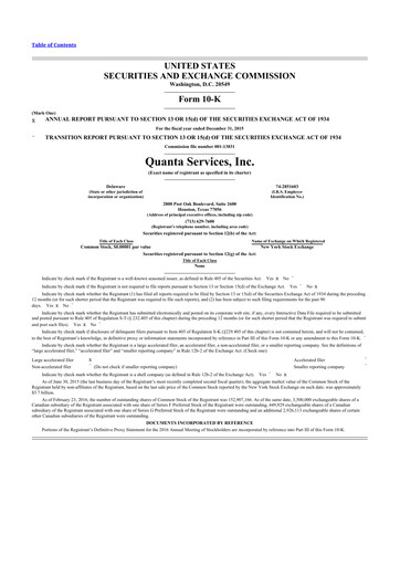 Thumbnail Quanta Services
 10-K Annual Report 2015