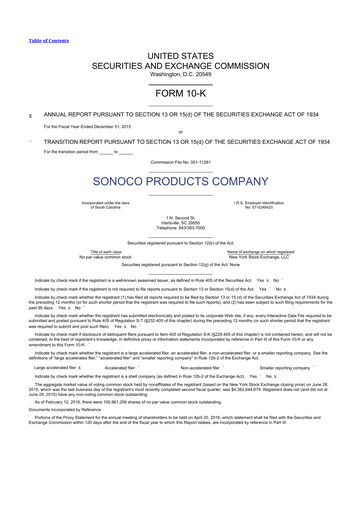 Thumbnail Sonoco 10-K Annual Report 2015