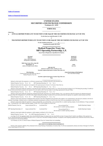 Thumbnail Medical Properties Trust
 10-K Annual Report 