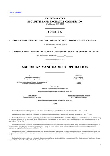 Thumbnail American Vanguard 10-K Annual Report 2015