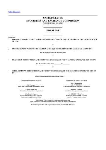 Thumbnail Rio Tinto 20-F Annual Report 