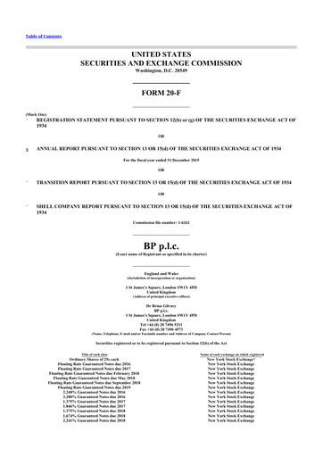 Miniature BP 20-F Rapport annuel 
