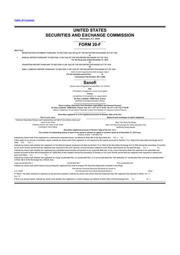 Thumbnail Sanofi 20-F Annual Report 