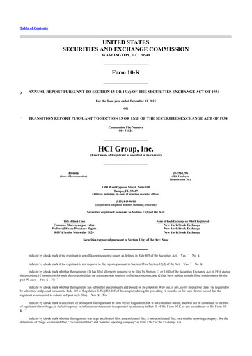 Miniature HCI Group
 10-K Rapport annuel 2015