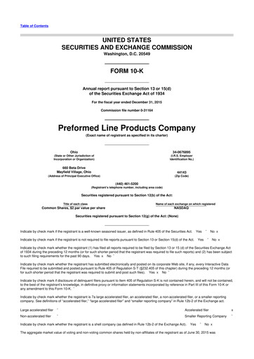 Thumbnail Preformed Line Products 10-K Annual Report 2015