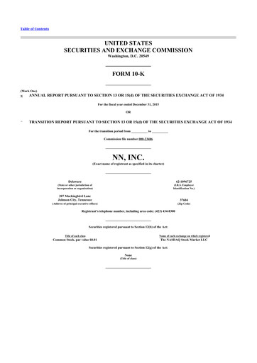 Vorschaubild NN, Inc.
 10-K Jahresbericht 2015