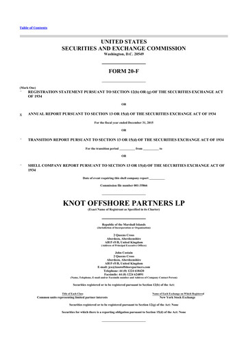 Thumbnail KNOT Offshore Partners 20-F Annual Report 2015