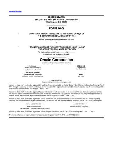 Thumbnail Oracle 10-Q Quarterly Report FY2016 