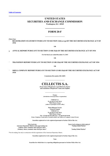 Thumbnail Cellectis 20-F Annual Report 