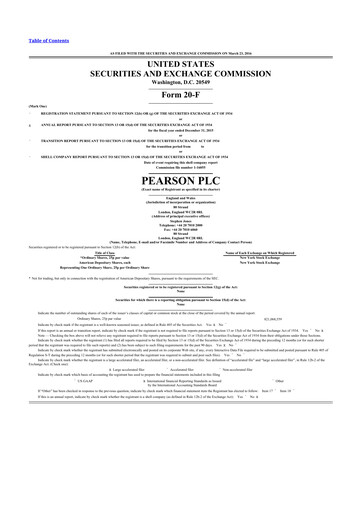 Miniature Pearson 20-F Rapport annuel 