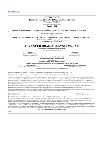 Thumbnail Advanced Drainage Systems
 10-K Annual Report 2015