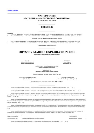 Thumbnail Odyssey Marine Exploration 10-K Annual Report 2015