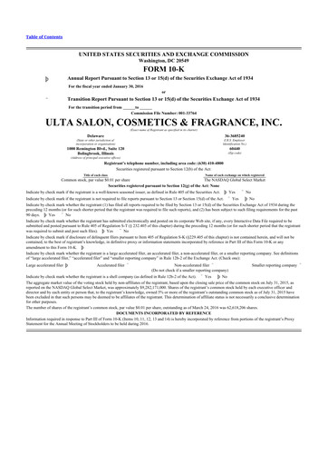 Thumbnail ULTA Beauty
 10-K Annual Report 2015