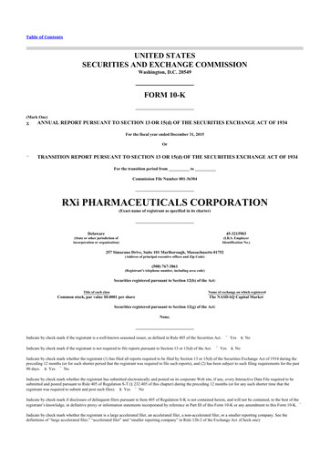 Thumbnail Phio Pharmaceuticals 10-K Annual Report 2015