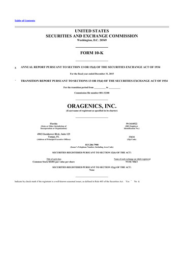 Thumbnail Oragenics 10-K Annual Report 2015