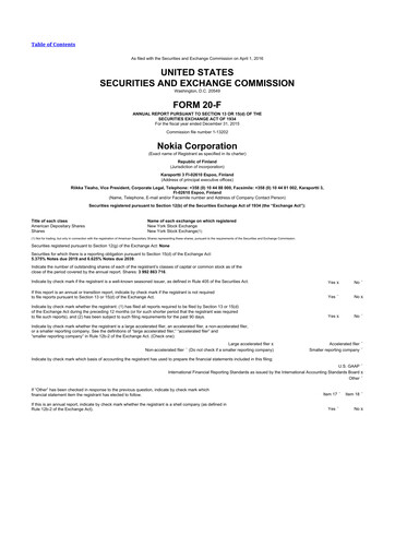 Miniature Nokia 20-F Rapport annuel 